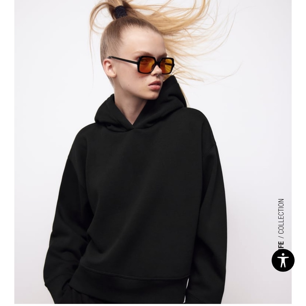 ZARA BLACK RIBBED HOODIE